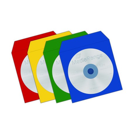50 pochettes papier multicolores avec fenêtre transparente pour CD/DVD - Elypse