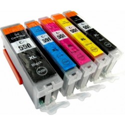 Lot de 5 cart. compatibles Canon - PG-550BK +CLI551 Noir + Cyan + Magenta + Jaune