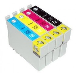 Lot 4 cart. compatibles Epson T18XL (Maguerite) - Encre N/C/M/J