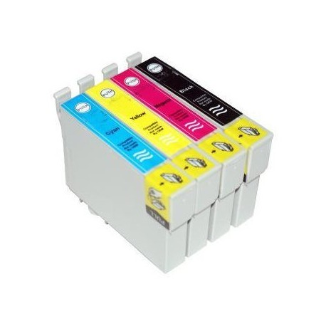 Lot 4 cart. compatibles Epson T18XL (Maguerite) - Encre N/C/M/J