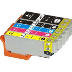 Pack 5 cart. compatibles Epson T26XL (Ours polaire) - Noire/PhNoire/Cyan/Magenta/Jaune