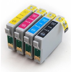 Pack 4 cart. compatibles Epson T715 (Guépard) - Noire/Cyan/Magenta/Jaune