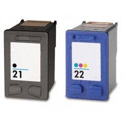 Pack 2 cartouches recyclées HP - N°21XL + N°22XL - Noire + Couleur