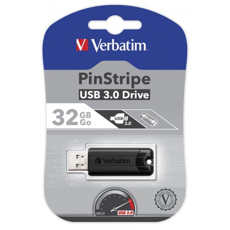 Stick USB PinStripe Black - "VERBATIM" - 32 Go - 49064