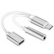 Adaptateur USB Type-C Mâle 2 en 1 / jack 3,5mm Fem + USB Type-C Femelle