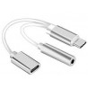 Adaptateur USB Type-C Mâle 2 en 1 / jack 3,5mm Fem + USB Type-C Femelle