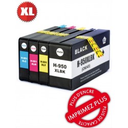 Pack 4 cartouches recyclées HP - N°950XL + N°951XL - Noir/Cyan/Mag/Jaune