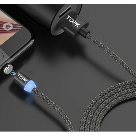 Cordon charg/synchro USB - iPhone5/6/7 -iPad4/Mini/Air/Pro - Magnétique - 1m