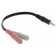 Adaptateur casque + micro pour PC portable - 2 x 3,5mm Fem / 3,5mm Mâle - 0,20m