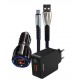 Kit chargement 3 en 1 - 3A/QC 3.0 - USB Type C  - Câble + 2 chargeurs