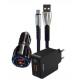 Kit chargement 3 en 1 - 3A/QC 3.0 - USB Type C  - Câble + 2 chargeurs