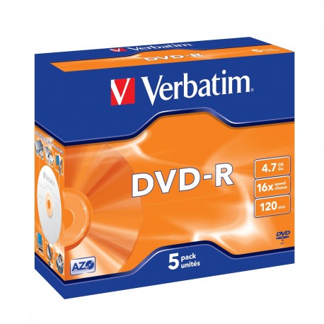 5 DVD-R 4.7 Go - "VERBATIM" - SUPER AZO - Coffret cristal - 16x - 43519
