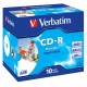 10 CD-R 80Min 700Mb - "VERBATIM" - SUPERAZO - IMPRIMABLE - Coffret cristal - 52x - 43325