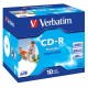 10 CD-R 80Min 700Mb - "VERBATIM" - SUPERAZO - IMPRIMABLE - Coffret cristal - 52x - 43325