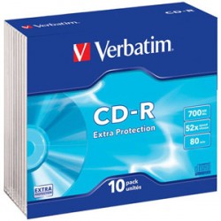 10 CD-R 80Min 700Mb -"VERBATIM" - Extra Protec - Coffret slim - 52x - 43415