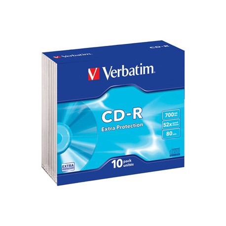 10 CD-R 80Min 700Mb -"VERBATIM" - Extra Protec - Coffret slim - 52x - 43415