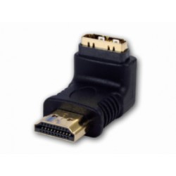 Adaptateur HDMI Mâle / HDMI Femelle - coudé 90° - contacts or