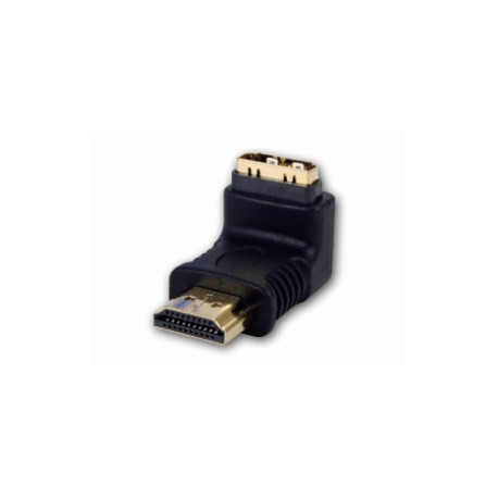 Adaptateur HDMI Mâle / HDMI Femelle - coudé 90° - contacts or