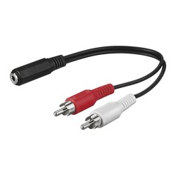 Adaptateur Jack 3.5mm Stéréo Femelle / 2 x RCA Stéréo Mâle - 0.20m