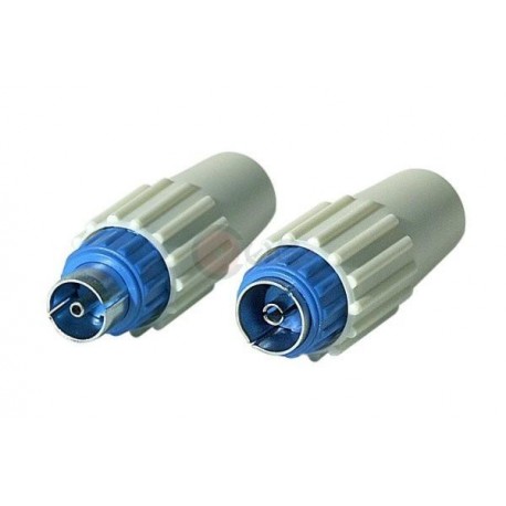 Lot de 2 Fiches TV coaxiales droites (1 Mâle + 1 Femelle) à vis 9,5mm