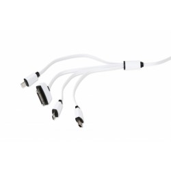 Cordon USB chargement/synchro USB 4 en 1 / iPhone/iPad/Micro USB/Mini USB - 1.00m
