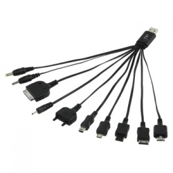 Cordon chargement/synchronisation USB 10 en 1 / - 0,20m