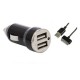 Chargeur USB allume cigare - 2 ports USB - 1 x 1A + 1 x 2.1A - Noir
