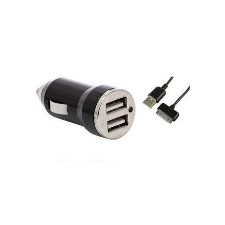 Chargeur USB allume cigare - 2 ports USB - 1 x 1A + 1 x 2.1A - Noir