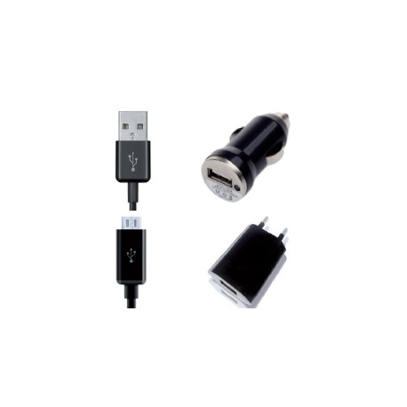 Kit de chargement - Androïd Micro USB - câble + chargeurs 2A (secteur+allume cigare)