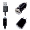 Kit de chargement - Androïd Micro USB - câble + chargeurs 2A (secteur+allume cigare)